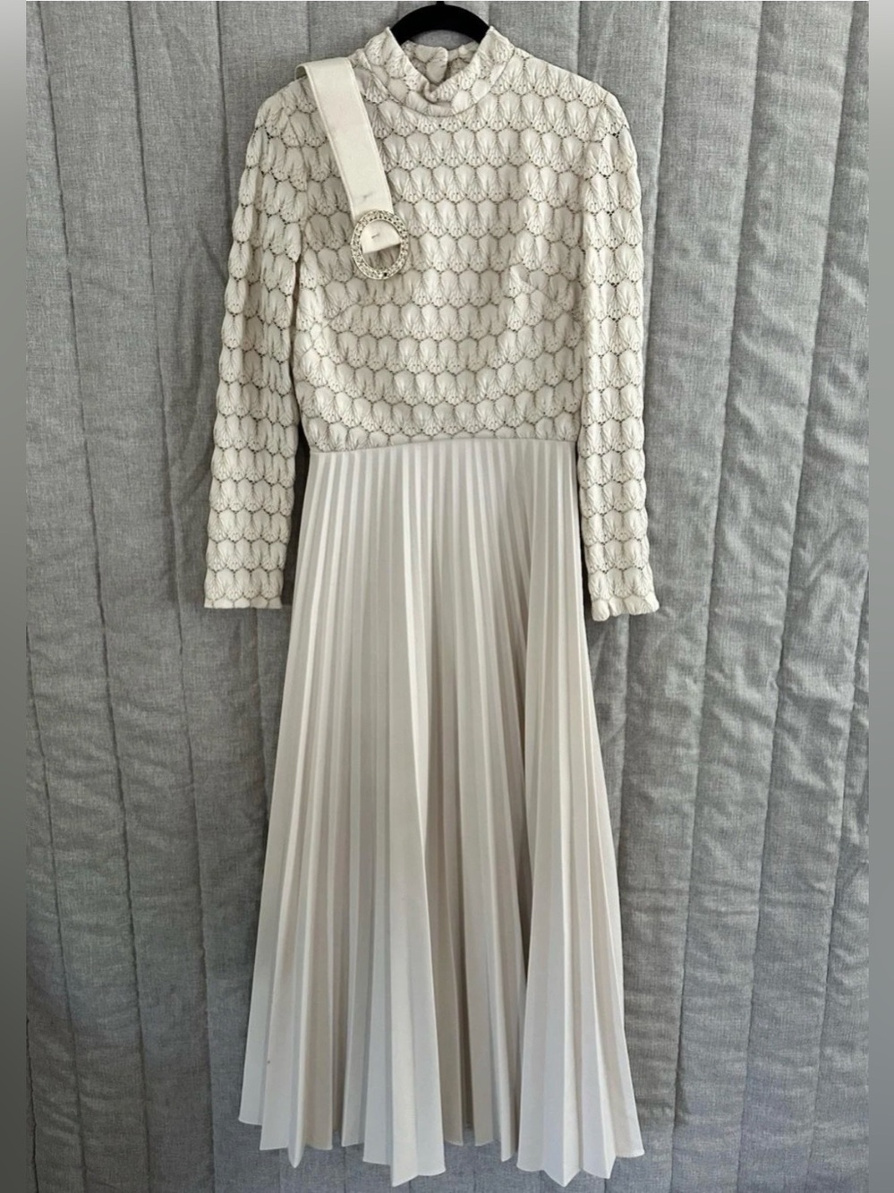 Vintage 1970s Crochet Knitted Pleated Maxi Dress With Belt George Gerring Miami - Picture 5 of 10